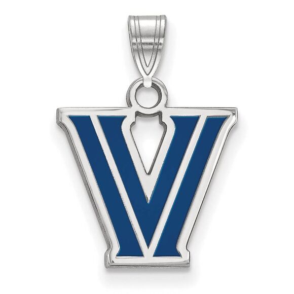 Sterling Silver Villanova U. Small Enamel Logo Pendant - Picture 1 of 3